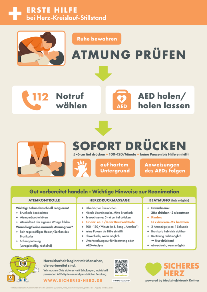 Erste-Hilfe-Plakat zur Reanimation